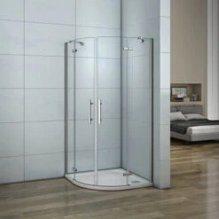 195 Cm Box Doccia Semicircolare Doppia Porta Battente Saloon Cristallo 6 Mm Temperato Anticalcare Con Barra Stabilizzatrice 80x80cm