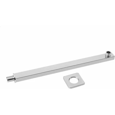 Braccio Per Soffione Doccia Quadrato In Ottone Cromato Completo Di Rosone - 35CM 2 Braccio Per Soffione Doccia Quadrato In Ottone Cromato Completo Di Rosone - 35CM - immagine 2