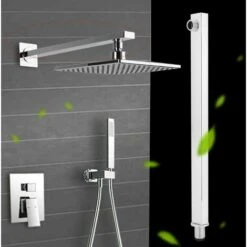 Braccio Per Soffione Doccia Quadrato In Ottone Cromato Completo Di Rosone - 35CM 6 Braccio Per Soffione Doccia Quadrato In Ottone Cromato Completo Di Rosone - 35CM -Hansgrohe Negozio 26012583 3