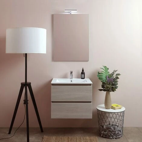 MOBILE BAGNO CON CASSETTI E LAVABO CERAMICO + LUCE A LED 60 CM OLMO LEONE BERLIN 2 MOBILE BAGNO CON CASSETTI E LAVABO CERAMICO + LUCE A LED 60 CM OLMO LEONE BERLIN - immagine 2