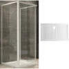 Ogomondo Box Cabina Doccia Corner 3 Lati Cristallo Temprato Trasparente 80x120x80 + Piatto Doccia Porcellana H6,5cm