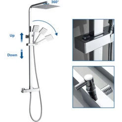 Auralum Colonna Doccia Con Miscelatore Termostatico Inox Con 10 Pollici Soffione E Doccetta Sistema Doccia Antiscottatura Altezza Regolabile 80CM-120CM -Hansgrohe Negozio 26777891 4