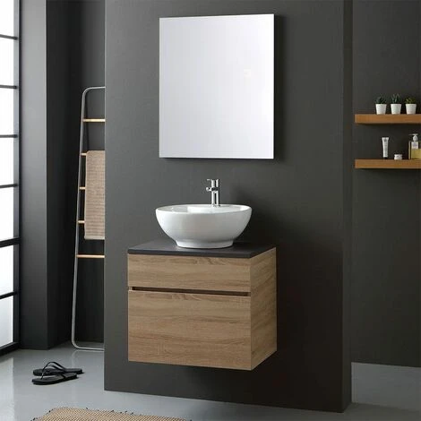MOBILE BAGNO QUERCIA TOP LEGNO ANTRACITE LAVABO DA APPOGGIO TONDO SOLE 1 MOBILE BAGNO QUERCIA TOP LEGNO ANTRACITE LAVABO DA APPOGGIO TONDO SOLE