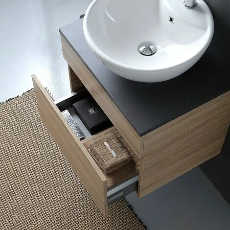 MOBILE BAGNO QUERCIA TOP LEGNO ANTRACITE LAVABO DA APPOGGIO TONDO SOLE 2 MOBILE BAGNO QUERCIA TOP LEGNO ANTRACITE LAVABO DA APPOGGIO TONDO SOLE - immagine 2