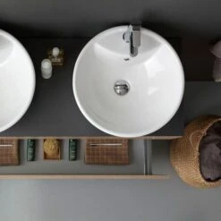 MOBILE BAGNO CON TOP IN LEGNO ANTRACITE E LAVABO DA APPOGGIO DOPPIO SOLE -Hansgrohe Negozio 26802863 5