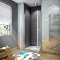 Box Doccia Per Nicchia Doppia Porta Battente Saloon In Cristallo 6mm Temperato Opaco/Satinato Anticalcare 80x195cm -Hansgrohe Negozio 26942831 3