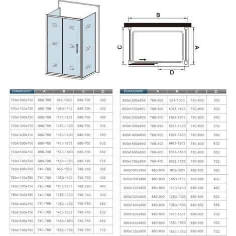 185 Cm Box Doccia A Tre Lati Porta Scorrevole Con Doppia Parete Fissa 140x70x70 Cm Cristallo Temperato 5 Mm Trasparente Telaio Cromato Lucido 5 185 Cm Box Doccia A Tre Lati Porta Scorrevole Con Doppia Parete Fissa 140x70x70 Cm Cristallo Temperato 5 Mm Trasparente Telaio Cromato Lucido - immagine 5