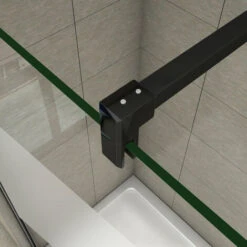 Walk In Parete Per Doccia 60x200 Cm Cristallo Temperato Anti-frantumi Anticalcare 8mm Striscia Satinata/Opaca Barra Stabilizzatrice Da 90 Cm Telaio Nero Opaco -Hansgrohe Negozio 27151208 3