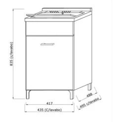 MOBILE LAVATOIO PER LAVANDERIA 45CM CON 1 ANTA QUERCIA GRIGIO PRATICO -Hansgrohe Negozio 27563594 5