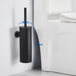 Portascopino WC Bagno In Acciaio Inox A Parete 2pcs Nero Scopino Per WC E Supporto Con Coperchio+manico+spazzola Di Pulizia A 360º Splashproof Anti-odore Set Di Spazzole Per WC A Muro -Hansgrohe Negozio 27938608 5
