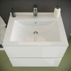 MOBILE BAGNO SOSPESO CON LAVABO 60CM E CASSETTI BIANCO LUCIDO BENACO -Hansgrohe Negozio 28284454 3