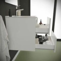MOBILE BAGNO SOSPESO CON LAVABO 60CM E CASSETTI BIANCO LUCIDO BENACO -Hansgrohe Negozio 28284454 4
