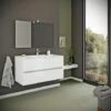 MOBILE BAGNO CON CASSETTI 100CM LAVABO E SPECCHIO BIANCO LUCIDO BENACO
