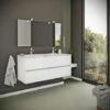 MOBILE BAGNO BIANCO LUCIDO 120CM, CASSETTI E DOPPIO LAVABO BENACO