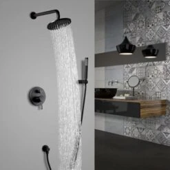 Gruppo Doccia Termostatico A Parete Con Doccetta Finitura Nera Supporto A Muro Da 200 Mm -Hansgrohe Negozio 28354978 3