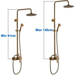 Retro Ottone Colonna Doccia Con Miscelatore Set De Doccia Con Soffione A Pioggia 200mm E Doccetta 55mm Altezza Regolabile 910mm-1260mm 7 Retro Ottone Colonna Doccia Con Miscelatore Set De Doccia Con Soffione A Pioggia 200mm E Doccetta 55mm Altezza Regolabile 910mm-1260mm -Hansgrohe Negozio 28881317 3