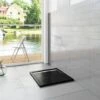 Piatto Doccia Quadrato 70x70x3 Cm In Pietra Vulcanica E Resina Mista Finitura Pietra Nera Ruvida Ultraslim Antiscivolo Antibatterico