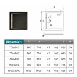Piatto Doccia Quadrato 70x70x3 Cm In Pietra Vulcanica E Resina Mista Finitura Pietra Nera Ruvida Ultraslim Antiscivolo Antibatterico -Hansgrohe Negozio 29873990 3