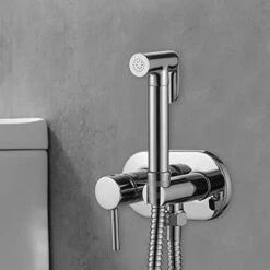 Ibergrif M22010 - Set Doccetta Bidet Incasso Per WC Con Supporto E Flessibile, Acqua Calda E Fredda, Cromo, Argento -Hansgrohe Negozio 29920454 3