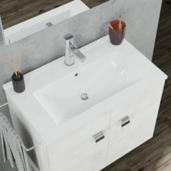 MOBILE BAGNO SOSPESO 60CM ANTE E PORTASALVIETTE QUERCIA BIANCO SQUARE -Hansgrohe Negozio 30081088 3