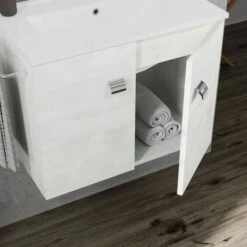 MOBILE BAGNO SOSPESO 60CM ANTE E PORTASALVIETTE QUERCIA BIANCO SQUARE -Hansgrohe Negozio 30081088 4