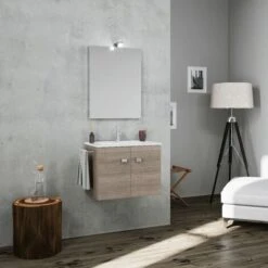 MOBILE BAGNO 60CM QUERCIA PORTA ASCIUGAMANI METALLO SQUARE