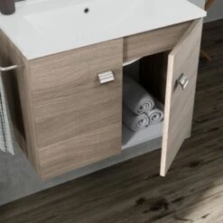 MOBILE BAGNO 60CM QUERCIA PORTA ASCIUGAMANI METALLO SQUARE -Hansgrohe Negozio 30081089 5