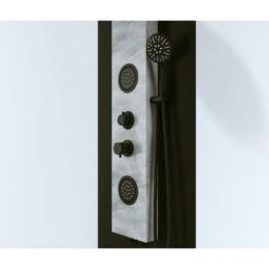 Pannello Doccia Effetto Petra Grigio Rubinetteria Nera Idromassaggio Frontale E Pioggia Con Doccino E Flessibile Incluso -Hansgrohe Negozio 30097560 3