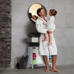 Relaxdays Mobile Sottolavabo, Armadietto Bagno Con 1 Anta, 53,5x60x32 Cm, 7 Scomparti & Apertura Per Sifone, Bianco -Hansgrohe Negozio 31800496 3