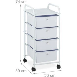 Relaxdays Carrellino Salvaspazio Con 4 Cassetti, Metallo & Plastica, Carrello Porta Trucchi Da Bagno, Multiuso, Bianco -Hansgrohe Negozio 31824664 4