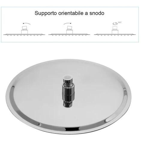 Set Doccia Cromato Con Braccio Tondo 40 Cm + Soffione Tondo 30 Cm 5 Set Doccia Cromato Con Braccio Tondo 40 Cm + Soffione Tondo 30 Cm - immagine 5