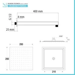 Set Doccia Quadrato Cromo Con Braccio 40 Cm + Soffione In Acciaio 25x25 Cm 9 Set Doccia Quadrato Cromo Con Braccio 40 Cm + Soffione In Acciaio 25x25 Cm -Hansgrohe Negozio 32028371 5