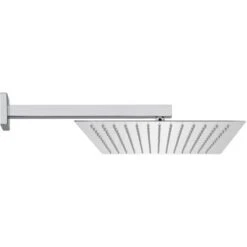 Set Doccia Quadrato Cromo Braccio 40 Cm + Soffione Acciaio 30x30 Cm