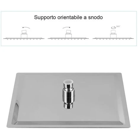 Set Doccia Quadrato Cromo Braccio 40 Cm + Soffione Acciaio 30x30 Cm 5 Set Doccia Quadrato Cromo Braccio 40 Cm + Soffione Acciaio 30x30 Cm - immagine 5