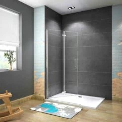 Walk In Parete Doccia Movibile 2 Pannelli Pieghevoli A Libro 65x185 Cm In Cristallo 6 Mm Trasparente Temperato Anticalcare Telaio Cromato Lucido -Hansgrohe Negozio 32759089 3