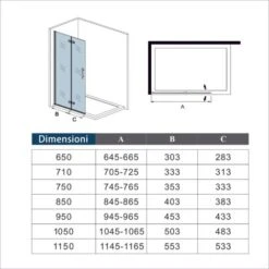 Walk In Parete Doccia Movibile 2 Pannelli Pieghevoli A Libro 65x185 Cm In Cristallo 6 Mm Trasparente Temperato Anticalcare Telaio Cromato Lucido -Hansgrohe Negozio 32759089 5