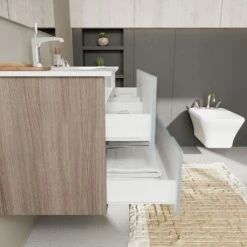 MOBILE BAGNO COLORATO BLU OPACO E QUERCIA NATURALE 100 CM MAGNOLIA -Hansgrohe Negozio 32809134 3