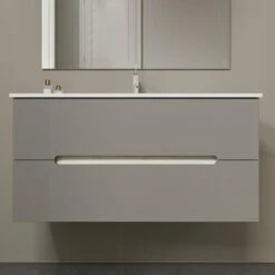MOBILE BAGNO CASSETTI GRIGIO OPACO, FIANCHI BIANCO QUERCIA 100CM MAGNOLIA -Hansgrohe Negozio 32809154 3