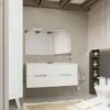 MOBILE BAGNO BIANCO E GRIGIO 120CM, 4 CASSETTI, DOPPIO LAVABO MAGNOLIA