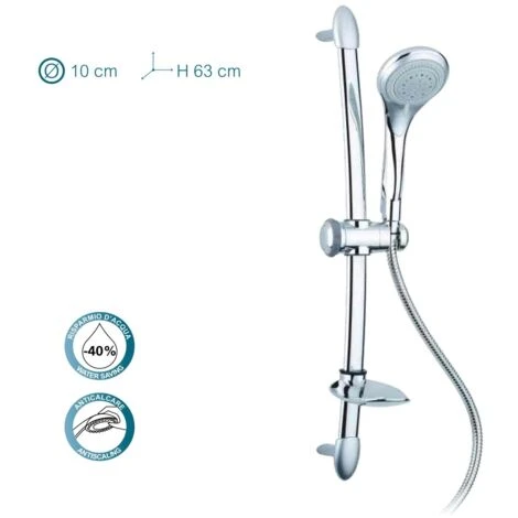 Saliscendi Per Box Doccia Asta Con Doccetta Acciaio E Abs 5 Getti Mod. Saturn 2 Saliscendi Per Box Doccia Asta Con Doccetta Acciaio E Abs 5 Getti Mod. Saturn - immagine 2