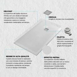 Piatto Doccia Su Misura 70x130 Karen In Resina Bianco Effetto Pietra -Hansgrohe Negozio 35779793 3