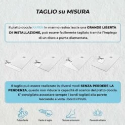 Piatto Doccia Su Misura 70x130 Karen In Resina Bianco Effetto Pietra -Hansgrohe Negozio 35779793 4