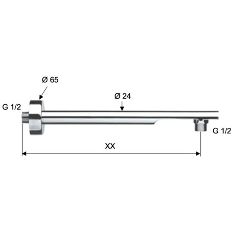 Braccio Doccia Minimal In Ottone Cromato 20 Cm 2 Braccio Doccia Minimal In Ottone Cromato 20 Cm - immagine 2