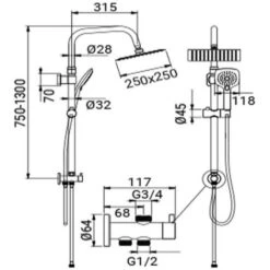 Colonna Doccia Serie Oasi Design Quadro E Risparmio Acqua Integrato Con Soffione In Acciaio -Hansgrohe Negozio 3607003 4