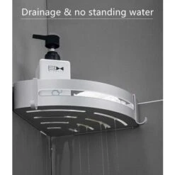 SOEKAVIA Mensola Doccia, Senza Forare Mensola Doccia Con Gancio E Adesivo Magico, Mensola Doccia Multifunzione Cestino Doccia Portaoggetti Doccia - Mensola Doccia In Alluminio (strato Singolo) -Hansgrohe Negozio 36293871 3