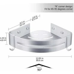 SOEKAVIA Mensola Doccia, Senza Forare Mensola Doccia Con Gancio E Adesivo Magico, Mensola Doccia Multifunzione Cestino Doccia Portaoggetti Doccia - Mensola Doccia In Alluminio (strato Singolo) -Hansgrohe Negozio 36293871 4