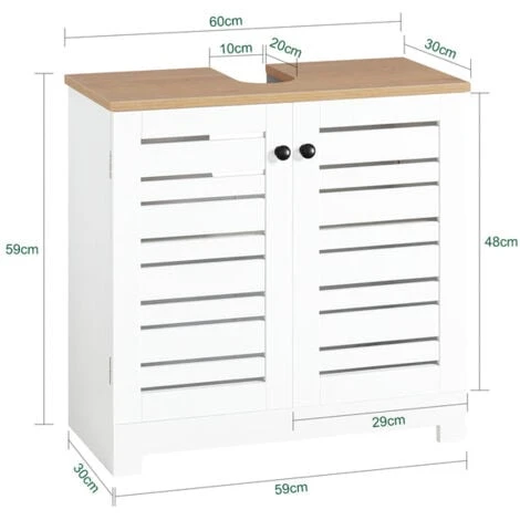 SoBuy Mobile Sottolavabo Per Bagno Sottolavabo Bagno Mobile Bagno Sottolavabo Bianco BZR40-W 2 SoBuy Mobile Sottolavabo Per Bagno Sottolavabo Bagno Mobile Bagno Sottolavabo Bianco BZR40-W - immagine 2