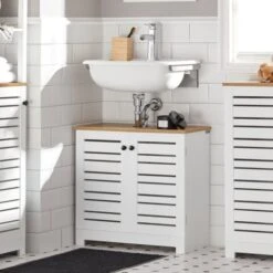SoBuy Mobile Sottolavabo Per Bagno Sottolavabo Bagno Mobile Bagno Sottolavabo Bianco BZR40-W 9 SoBuy Mobile Sottolavabo Per Bagno Sottolavabo Bagno Mobile Bagno Sottolavabo Bianco BZR40-W -Hansgrohe Negozio 36910204 5