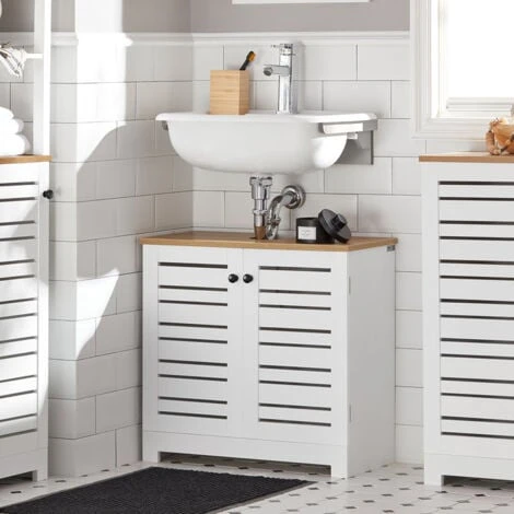 SoBuy Mobile Sottolavabo Per Bagno Sottolavabo Bagno Mobile Bagno Sottolavabo Bianco BZR40-W 5 SoBuy Mobile Sottolavabo Per Bagno Sottolavabo Bagno Mobile Bagno Sottolavabo Bianco BZR40-W - immagine 5
