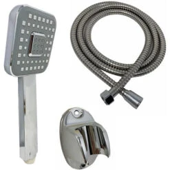 Soffione Con Tubo Flessibile Da 1,8 Metri Doccetta Multi Getto A Mano Telefono Supporto Per Muro 59167